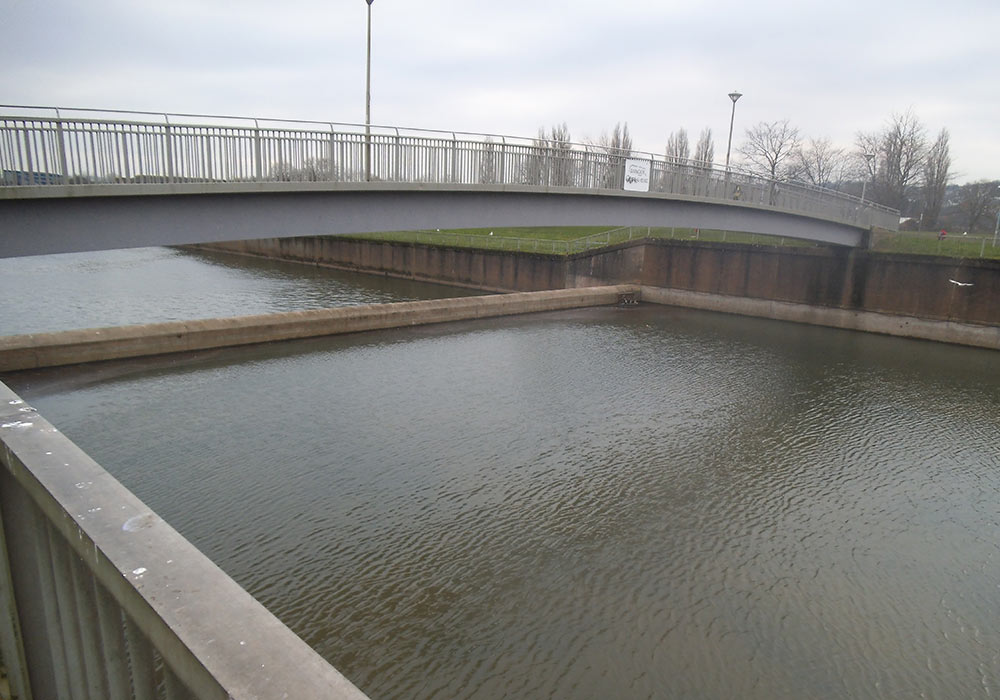 Concrete river bridge