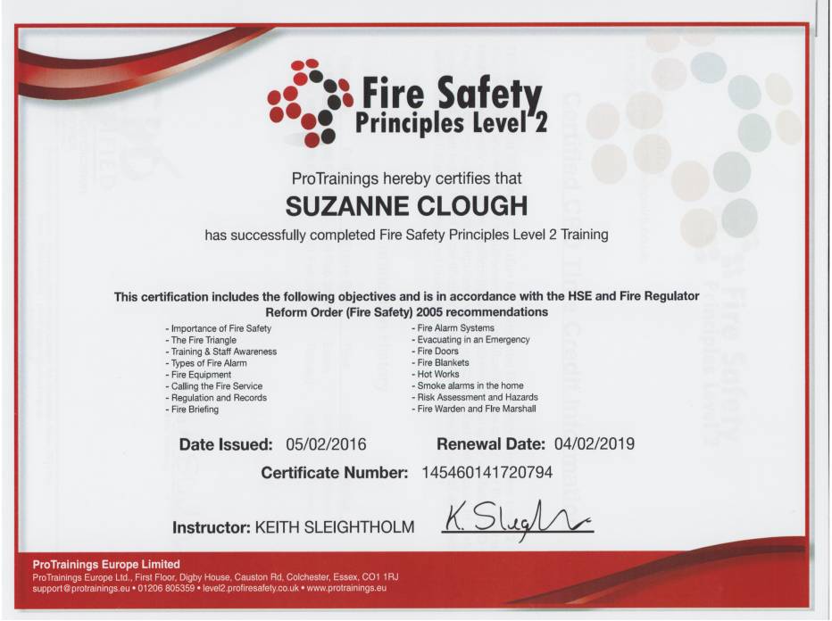 Fire safety certification