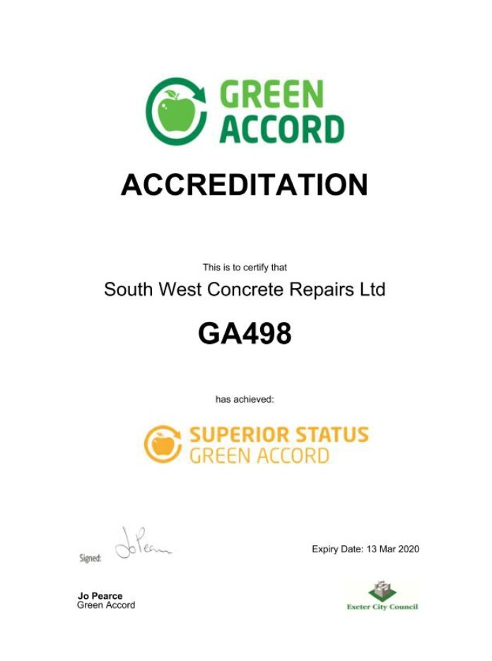 green accord environmental awareness south west concrete accreditation repairs