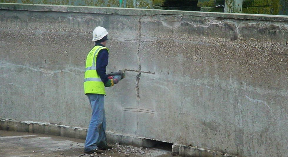 Man repairing concrete