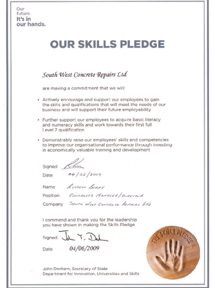 skills pledge training south west concrete